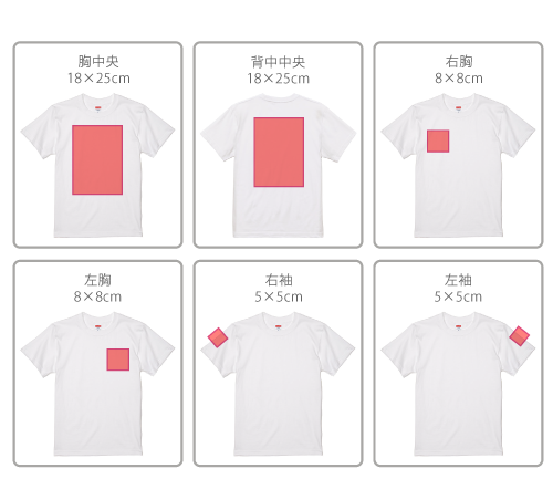 Tシャツのプリント可能範囲の画像1