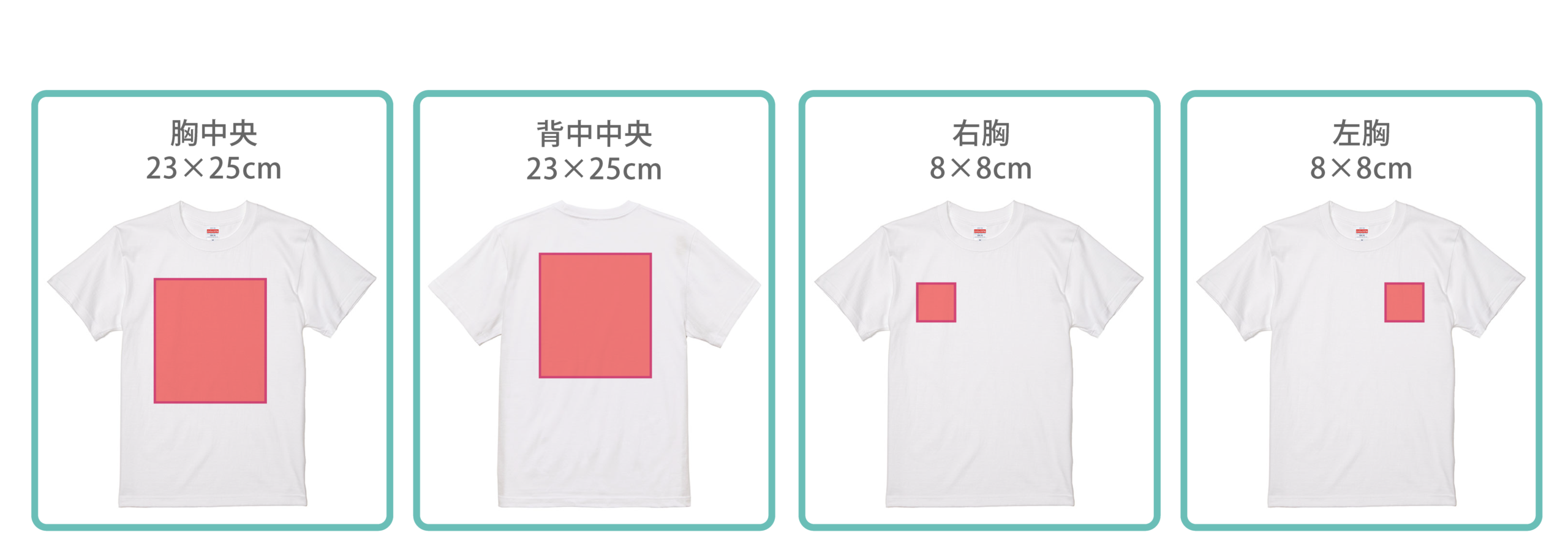Ｔシャツのプリント可能範囲の画像1